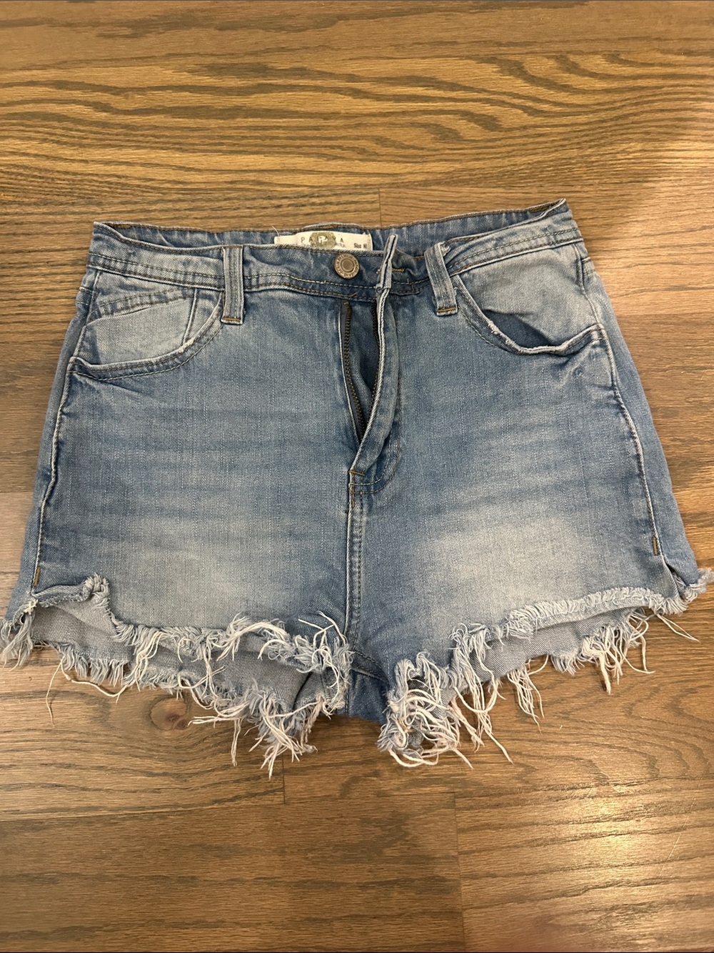 Papaya Light Blue Distressed Frayed Hem Denim Shorts